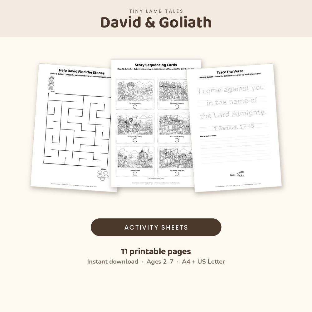Activity sheets from the David and Goliath pack