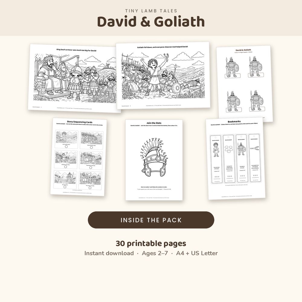 A spread of pages from inside the David and Goliath Complete Pack