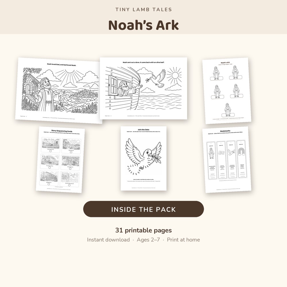 A spread of pages from inside the Noah's Ark Complete Pack
