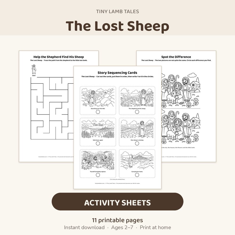 Activity sheets from The Lost Sheep pack